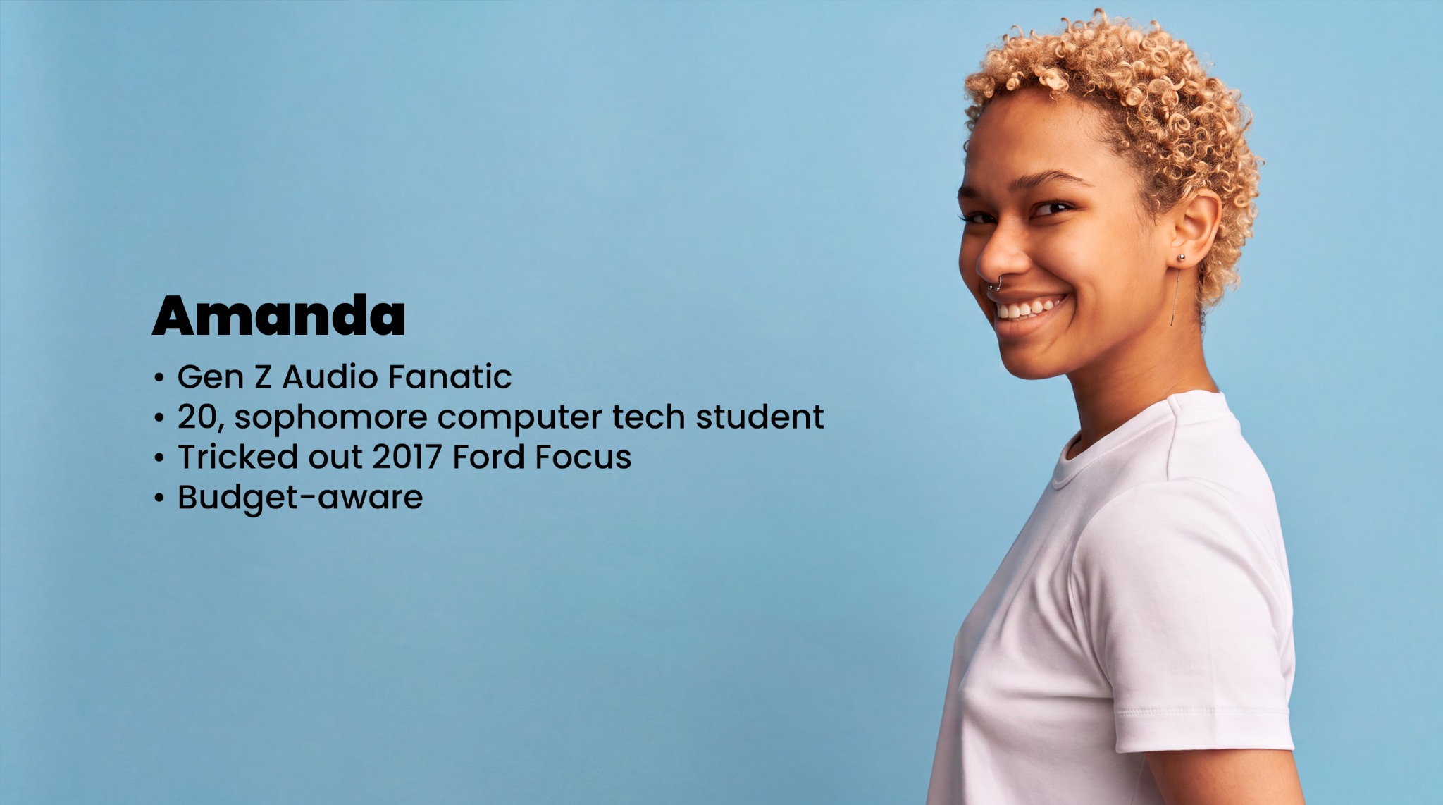 Amanda, a BOSS Audio customer persona