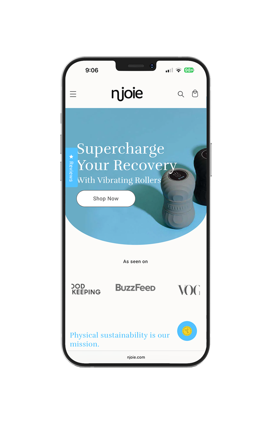 Njoie direct-to-consumer mobile homepage